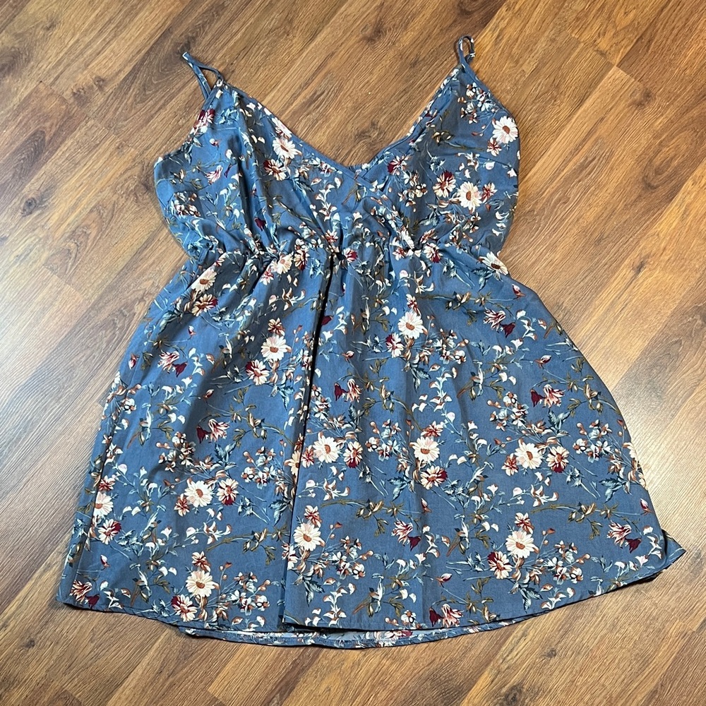 SHEIN Blue Floral Mini Dress